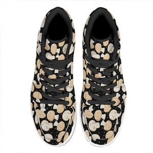 Champignon Mushroom Pattern Print High Top Leather Sneakers