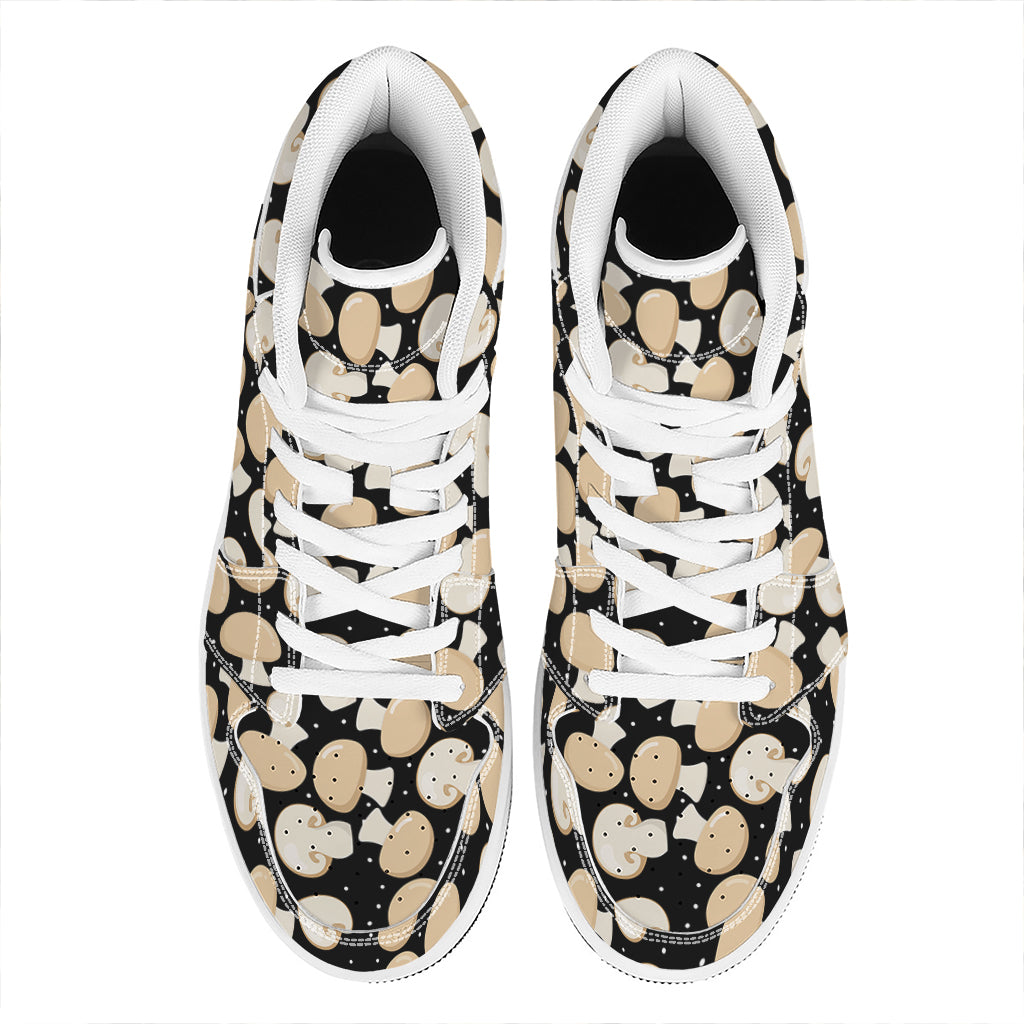 Champignon Mushroom Pattern Print High Top Leather Sneakers