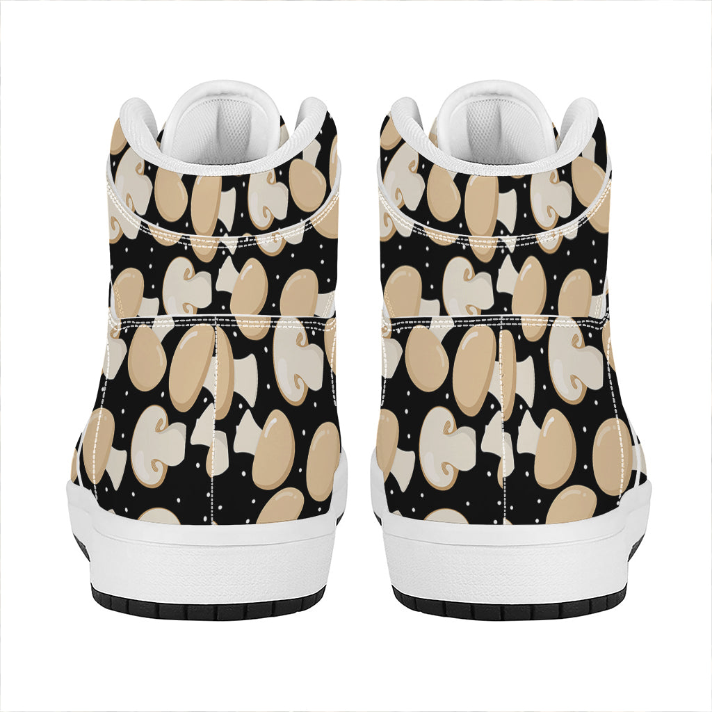 Champignon Mushroom Pattern Print High Top Leather Sneakers