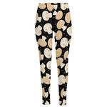 Champignon Mushroom Pattern Print High-Waisted Pocket Leggings