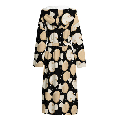 Champignon Mushroom Pattern Print Hooded Bathrobe