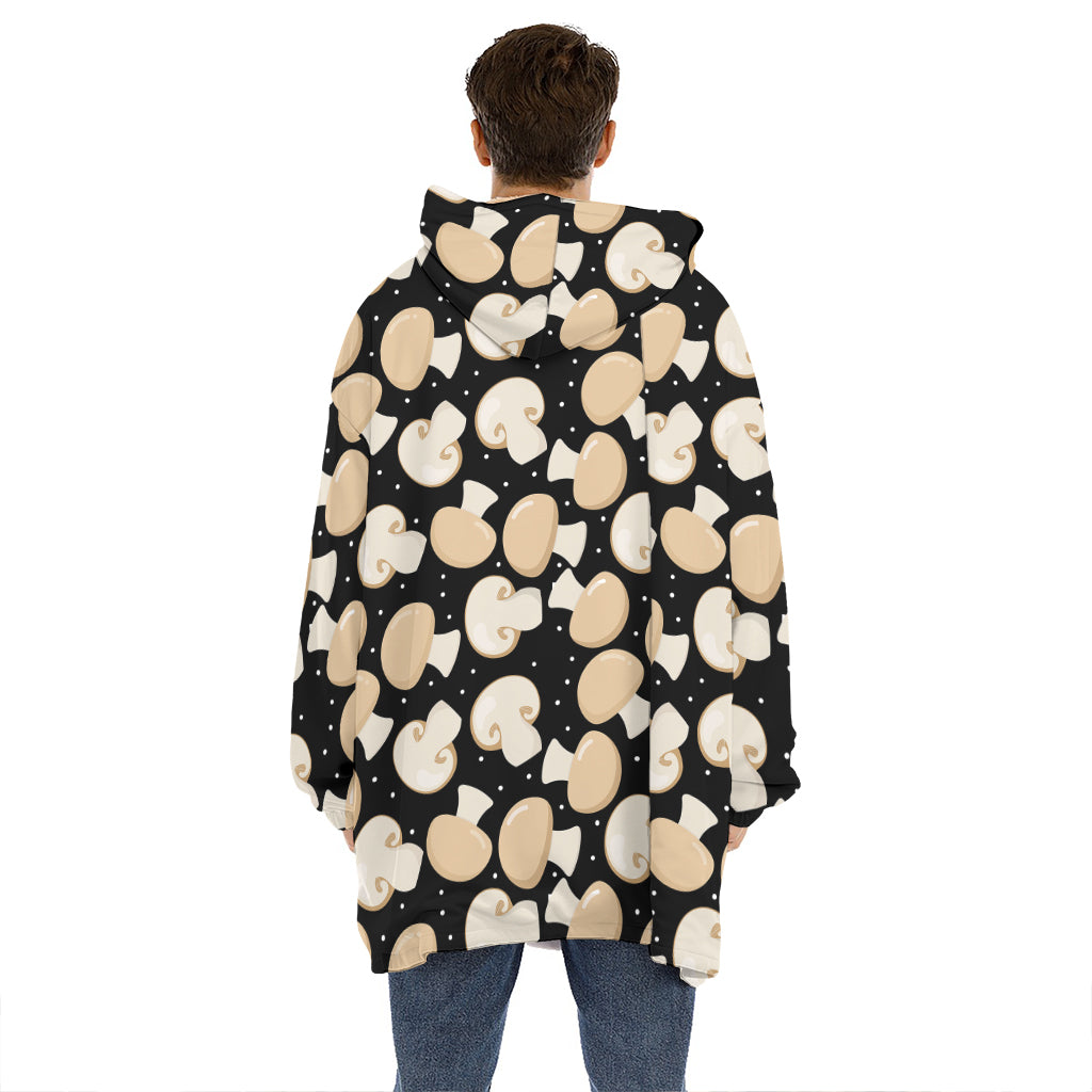 Champignon Mushroom Pattern Print Hoodie Blanket