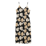 Champignon Mushroom Pattern Print Jersey Midi Cami Dress