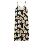 Champignon Mushroom Pattern Print Jersey Midi Cami Dress