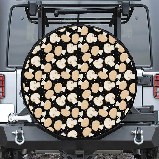 Champignon Mushroom Pattern Print Leather Spare Tire Cover