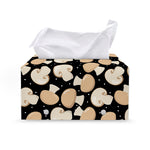 Champignon Mushroom Pattern Print Leather Tissue Box Cover