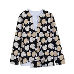 Champignon Mushroom Pattern Print Long Sleeve Short Coat