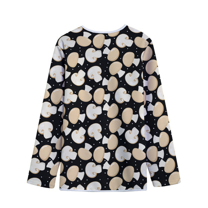 Champignon Mushroom Pattern Print Long Sleeve Short Coat