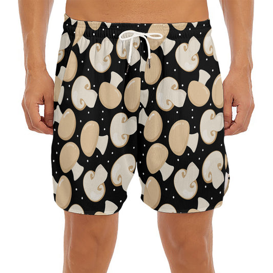 Champignon Mushroom Pattern Print Men's Split Running Shorts