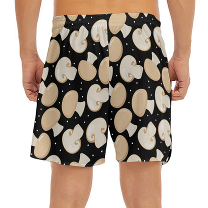 Champignon Mushroom Pattern Print Men's Split Running Shorts