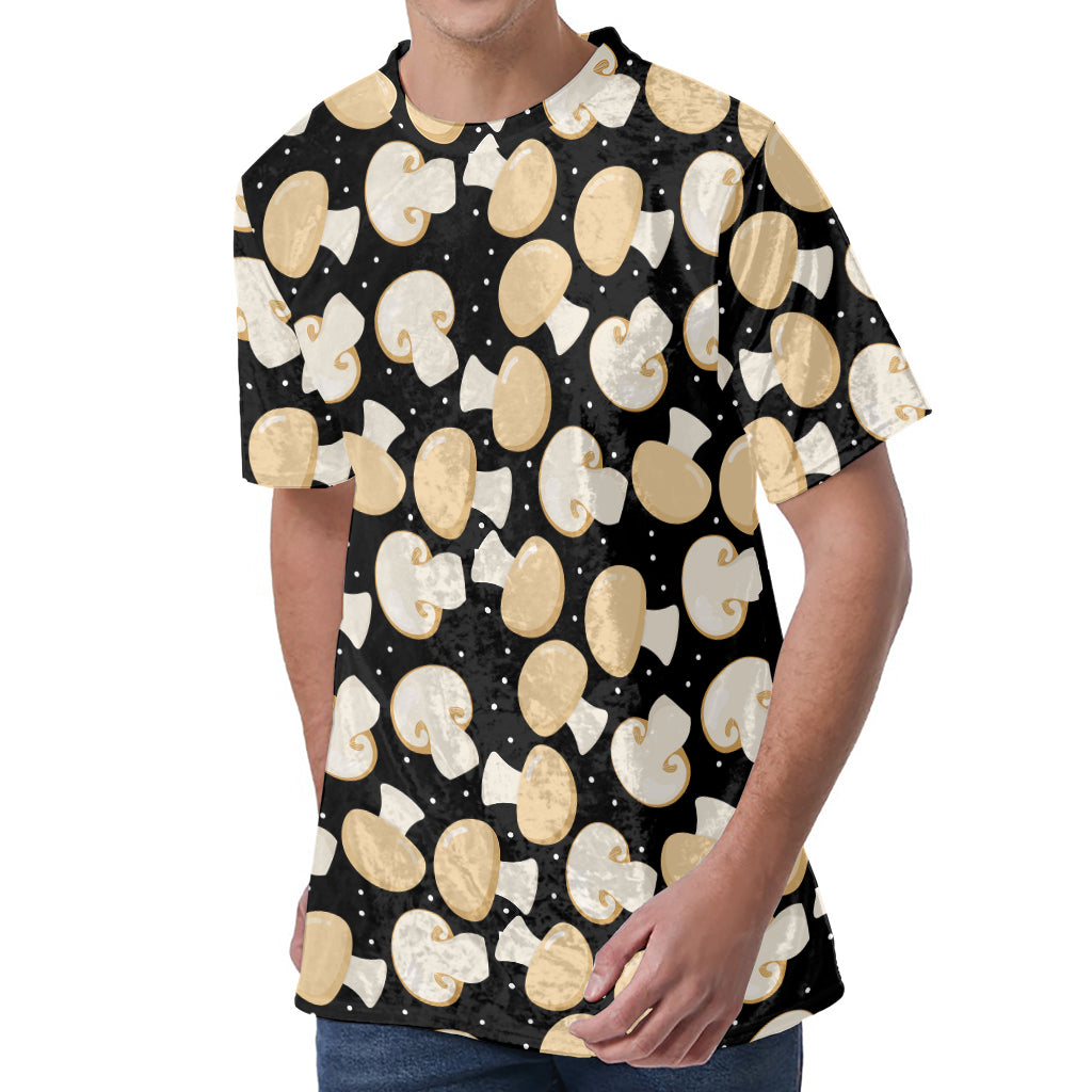 Champignon Mushroom Pattern Print Men's Velvet T-Shirt