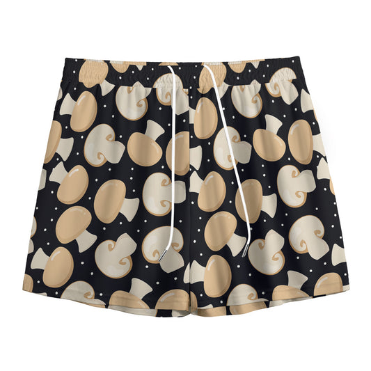 Champignon Mushroom Pattern Print Mesh Shorts