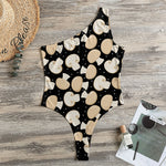 Champignon Mushroom Pattern Print One Shoulder Bodysuit