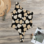 Champignon Mushroom Pattern Print One Shoulder Bodysuit