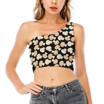 Champignon Mushroom Pattern Print One Shoulder Crop Top