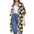 Champignon Mushroom Pattern Print Open Front Beach Cover Up