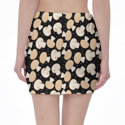 Champignon Mushroom Pattern Print Pencil Mini Skirt