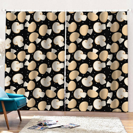 Champignon Mushroom Pattern Print Pencil Pleat Curtains