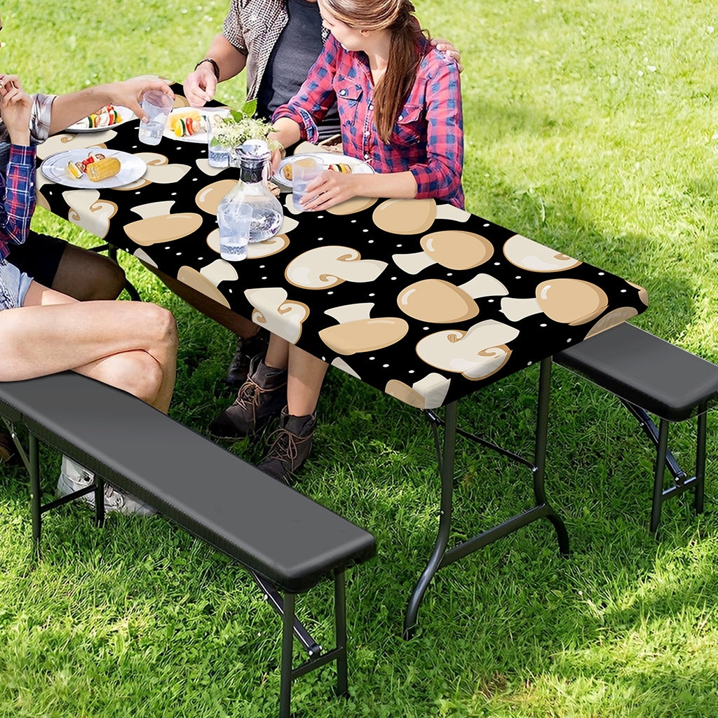 Champignon Mushroom Pattern Print Picnic Table Cover