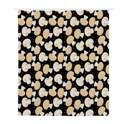 Champignon Mushroom Pattern Print Polyester Shower Curtain