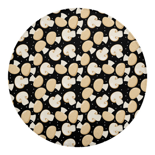 Champignon Mushroom Pattern Print Round Blanket