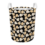 Champignon Mushroom Pattern Print Round Laundry Basket