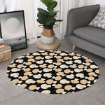 Champignon Mushroom Pattern Print Round Rug