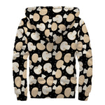 Champignon Mushroom Pattern Print Sherpa Lined Zip Up Hoodie