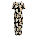 Champignon Mushroom Pattern Print Short Sleeve Long Nightdress