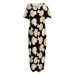 Champignon Mushroom Pattern Print Short Sleeve Long Nightdress