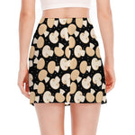Champignon Mushroom Pattern Print Side Slit Mini Skirt