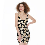 Champignon Mushroom Pattern Print Sleeveless Bodycon Dress