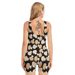 Champignon Mushroom Pattern Print Sleeveless One Piece Swimsuit