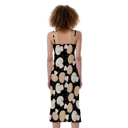 Champignon Mushroom Pattern Print Slim Fit Midi Cami Dress