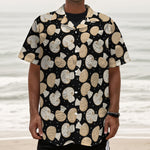 Champignon Mushroom Pattern Print Textured Short Sleeve Shirt