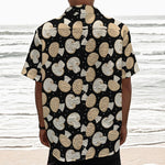 Champignon Mushroom Pattern Print Textured Short Sleeve Shirt