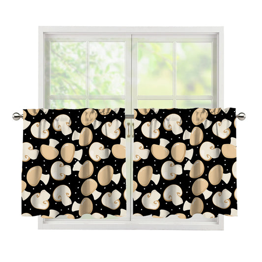 Champignon Mushroom Pattern Print Tier Curtains