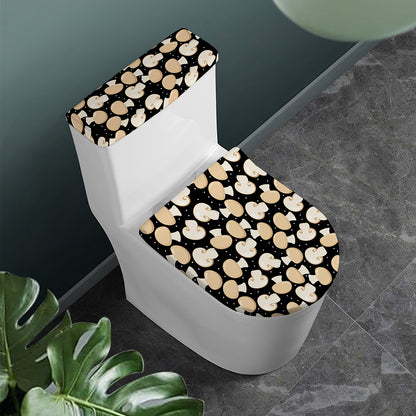 Champignon Mushroom Pattern Print Toilet Lid And Tank Cover Set