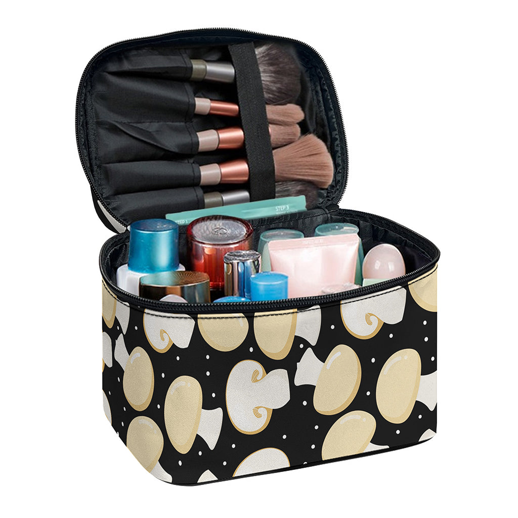 Champignon Mushroom Pattern Print Travel Makeup Bag