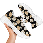 Champignon Mushroom Pattern Print White Chunky Shoes