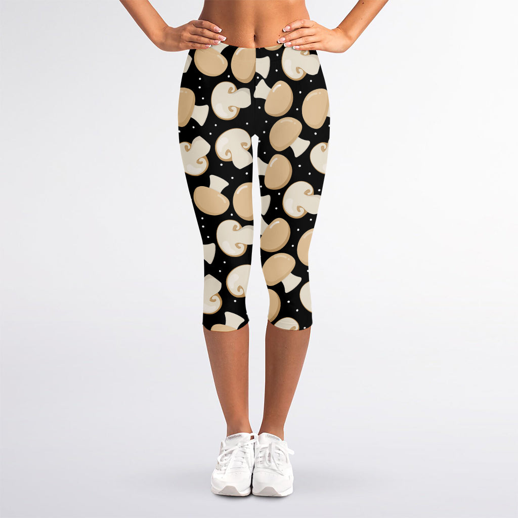 Champignon Mushroom Pattern Print Women's Capri Leggings