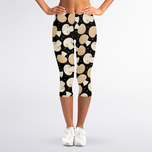 Champignon Mushroom Pattern Print Women's Capri Leggings