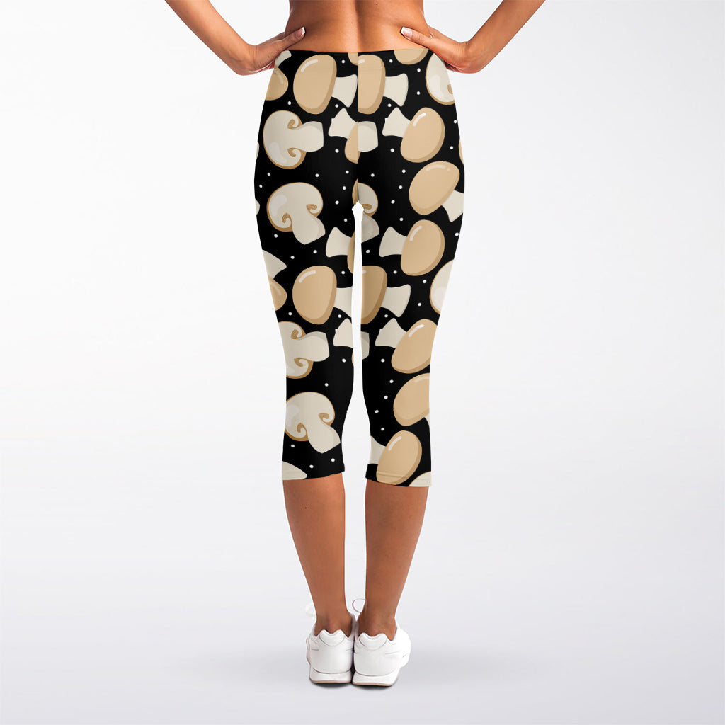 Champignon Mushroom Pattern Print Women's Capri Leggings