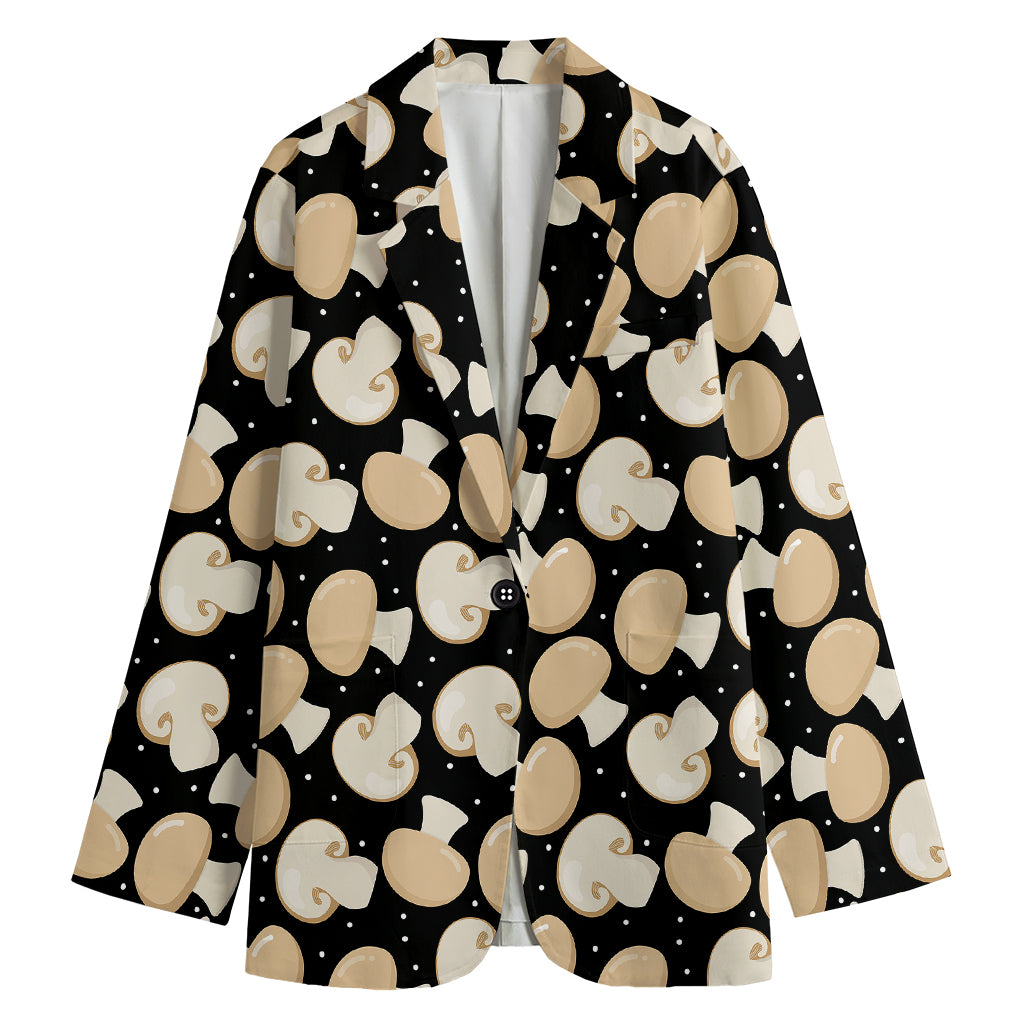 Champignon Mushroom Pattern Print Women's Cotton Blazer