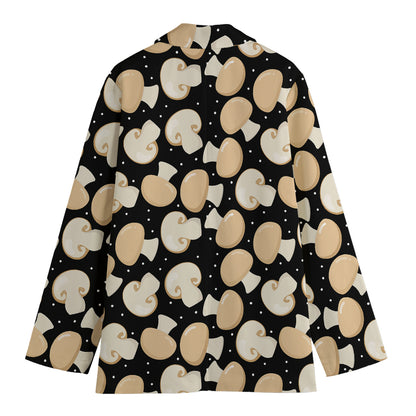 Champignon Mushroom Pattern Print Women's Cotton Blazer