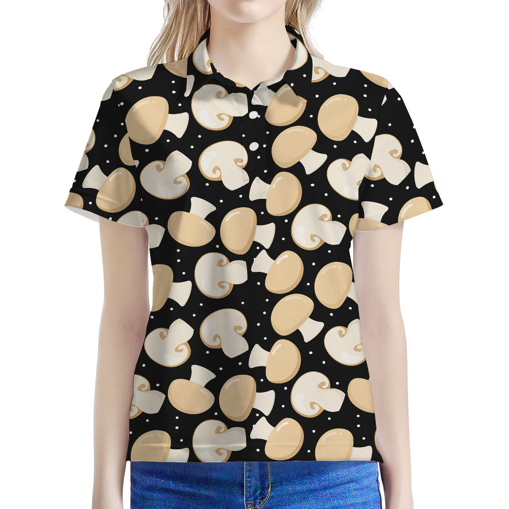 Champignon Mushroom Pattern Print Women's Polo Shirt