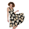 Champignon Mushroom Pattern Print Sleeveless Knee Length Dress