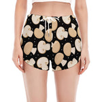 Champignon Mushroom Pattern Print Women's Split Running Shorts