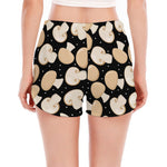 Champignon Mushroom Pattern Print Women's Split Running Shorts