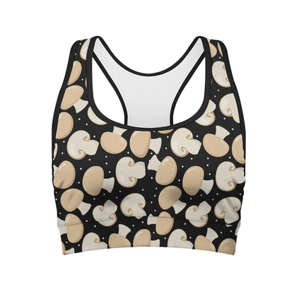 Champignon Mushroom Pattern Print Women's Sports Bra